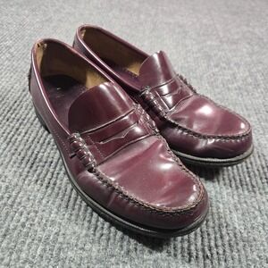 Sebago Shoes Mens Size 10 D Red Leather Handsewns Slip On Oxford Classic USA